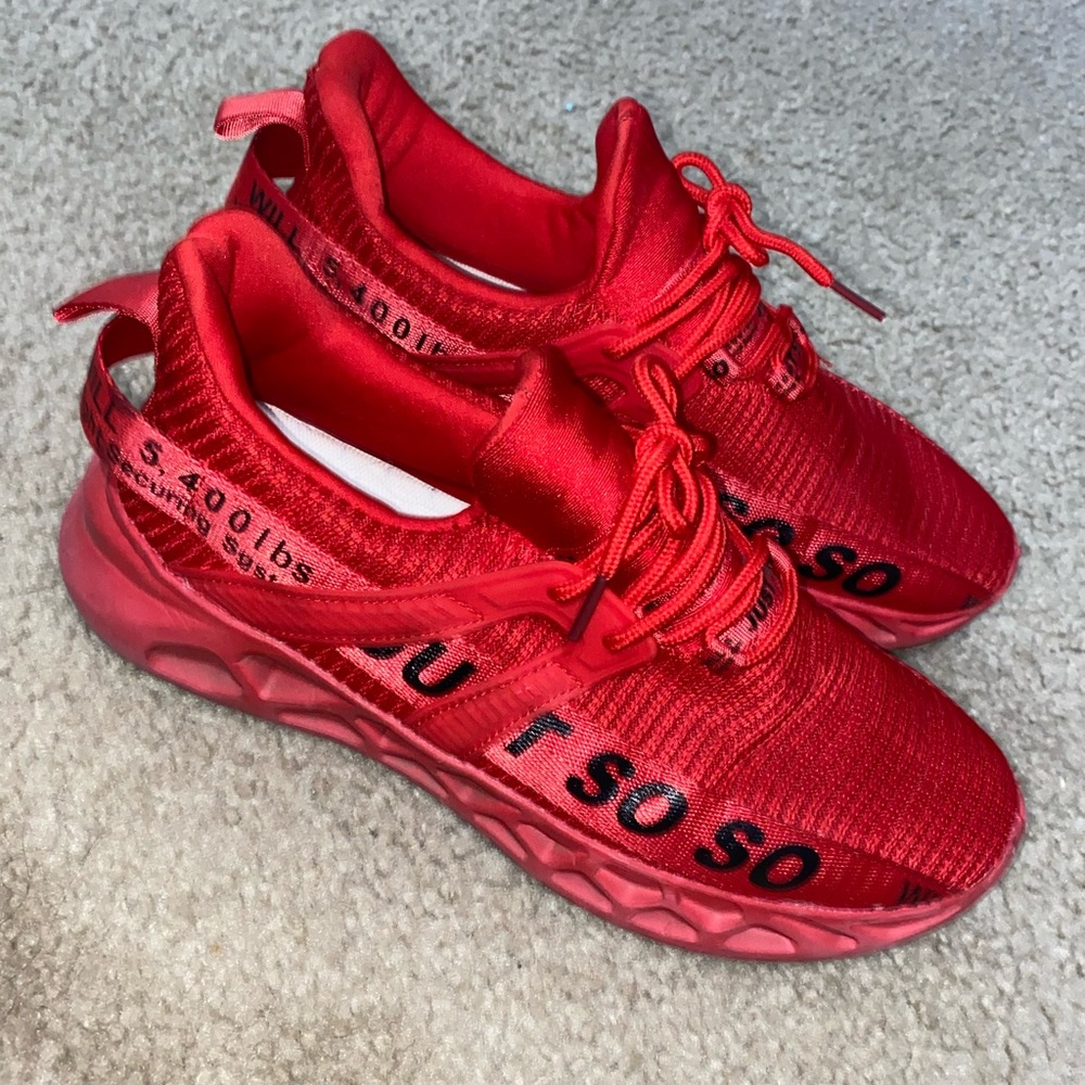 Red Just So So Sneakers Tennis Shoes Women’s size 10 Men’s size 8.5